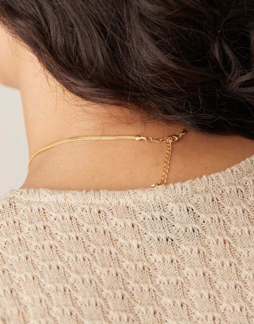 Orelia Flat Snake Chain Necklace In 18k Gold Plated