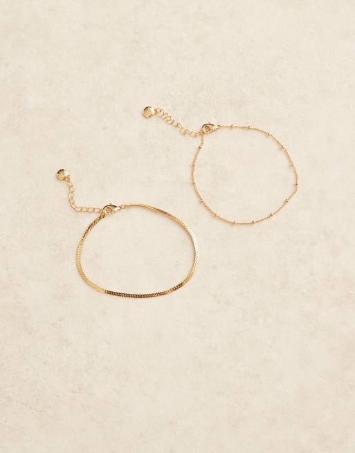 Orelia Pack Of 2 Satellite And Curb Chain Bracelets In 18k Gold Plated