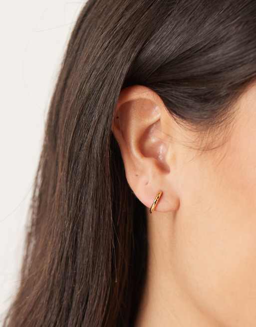 Orelia Polished Molten Micro Hoop Earrings In 18k Gold Plated