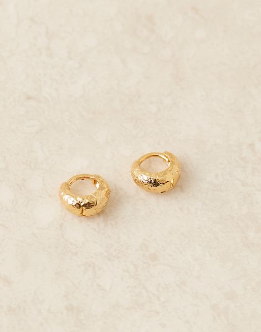 Orelia Textured Tapered Hoop Earrings In 18k Gold Plated