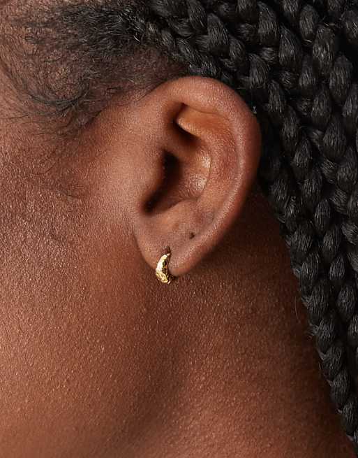 Orelia Textured Tapered Hoop Earrings In 18k Gold Plated
