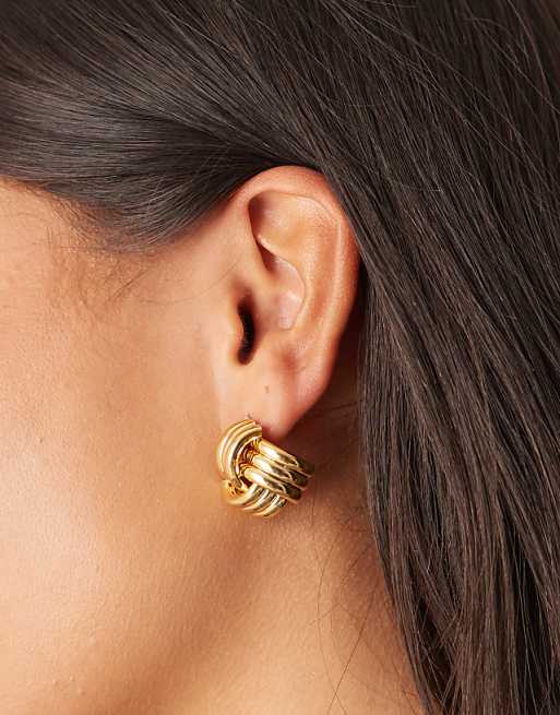 Orelia vintage style interlocking statement stud earrings in 18k gold plated