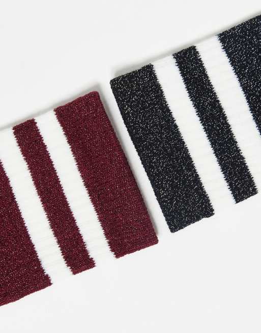 & Other Stories 2 Pack Glitter Socks In Black And Burgundy