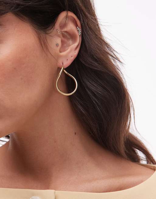 & Other Stories Asymmetric Long Hoop Earrings In Gold