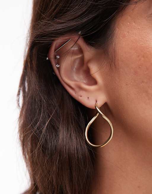 & Other Stories asymmetric long hoop earrings in gold