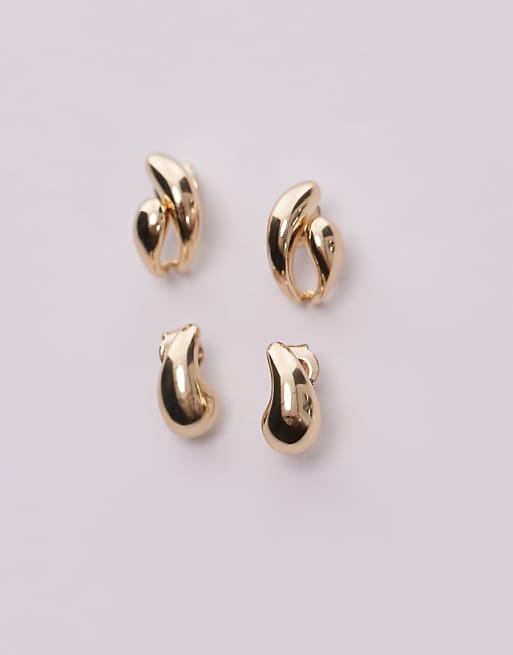 & Other Stories asymmetric small huggie earrings set in gold