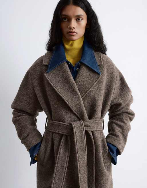 & Other Stories Belted Wool Coat In Mole Brown