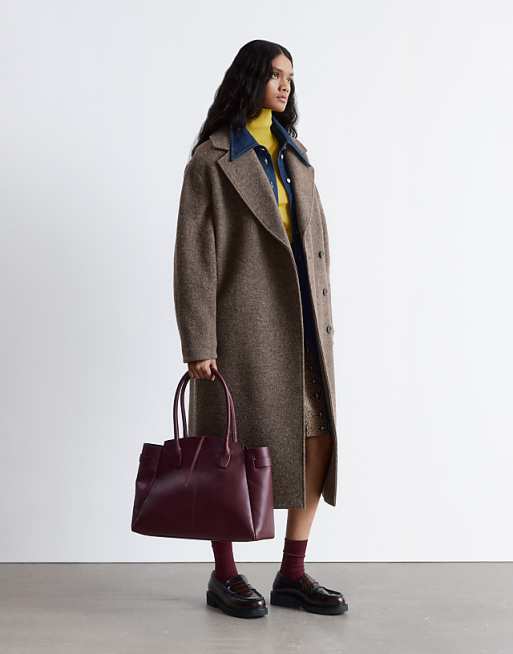 & Other Stories Belted Wool Coat In Mole Brown