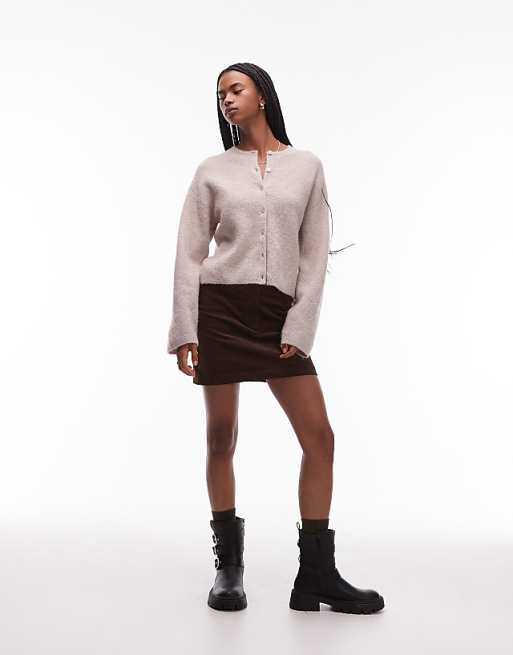 & Other Stories Cotton Rich Cord Mini Skirt In Dark Brown