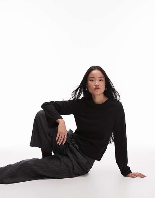 & Other Stories long sleeve top in black