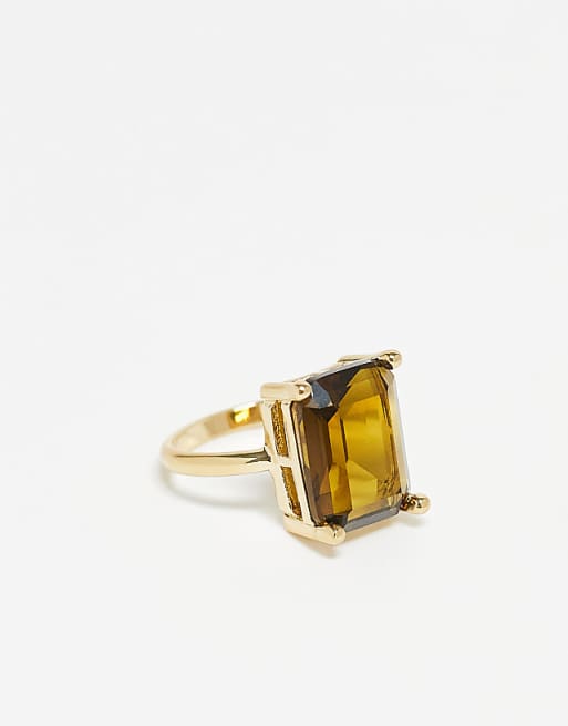 & Other Stories square brown gem ring in gold