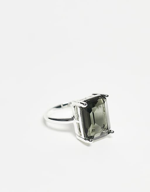 & Other Stories square green gem ring in silver