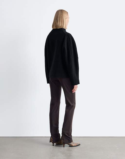 & Other Stories Wool Mock Neck Short Jacket In Black