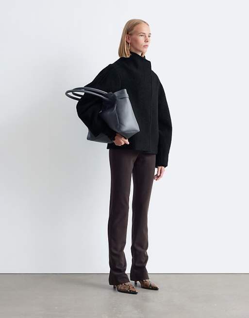 & Other Stories Wool Mock Neck Short Jacket In Black