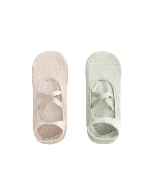 OYSHO 2 pairs of cotton blend yoga and pilates socks with crossover straps in pale aqua green
