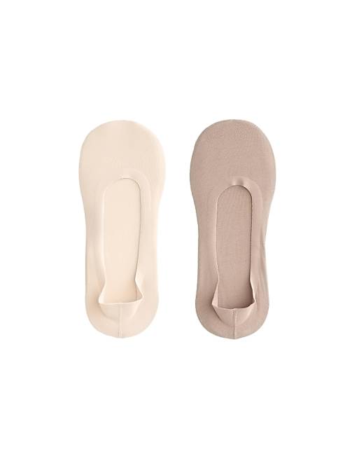 OYSHO 2 pairs of medium-cut cotton blend invisible socks in pink-beige
