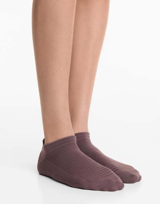 OYSHO 2 Pairs Of Polyamide Blend Yoga And Pilates Sneaker Socks In Mauve-taupe