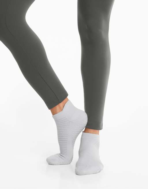 OYSHO 2 Pairs Of Polyamide Blend Yoga And Pilates Sneaker Socks In Washed Petrol Green