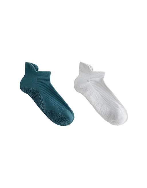 OYSHO 2 pairs of polyamide blend yoga and pilates sneaker socks in washed petrol green