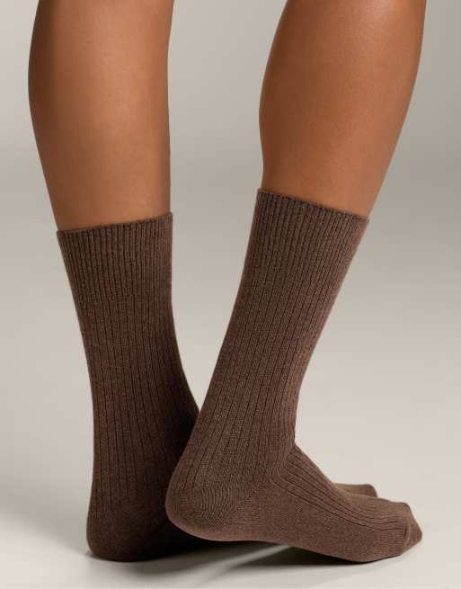 OYSHO 3 Pairs Of Classic Cotton Blend Socks In Light Brown