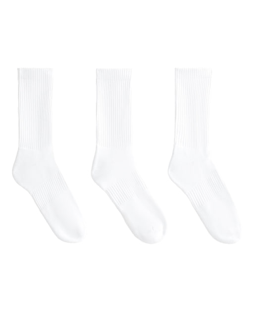 OYSHO 3 pairs of cotton blend classic sports socks in white