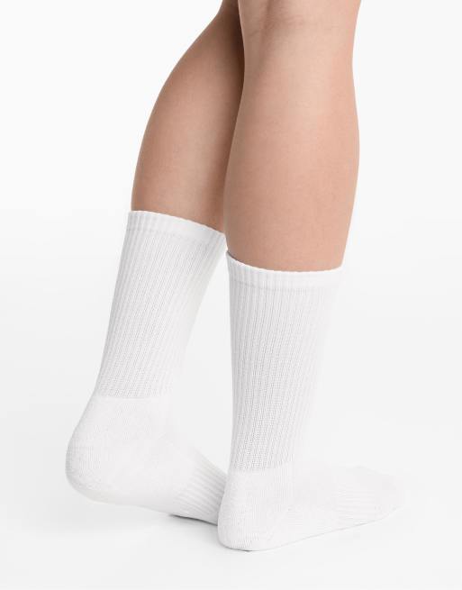 OYSHO 3 Pairs Of Cotton Blend Classic Sports Socks In White