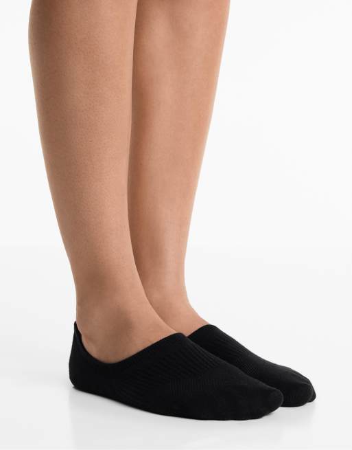 OYSHO 3 Pairs Of High Cut Cotton Blend Invisible Sports Socks In Black