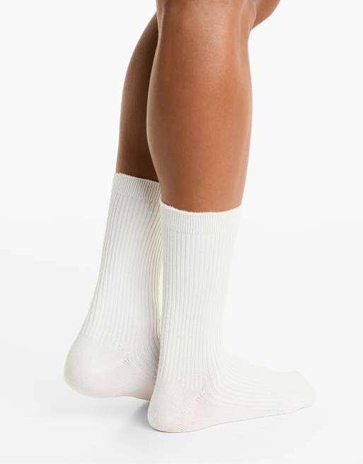 OYSHO 5 Pairs Of Classic Socks With Cotton In Pale Ecru