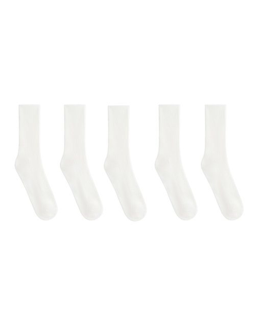 OYSHO 5 pairs of classic socks with cotton in pale ecru