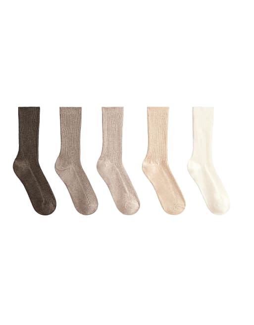 OYSHO 5 pairs of classic socks with cotton in sand melange