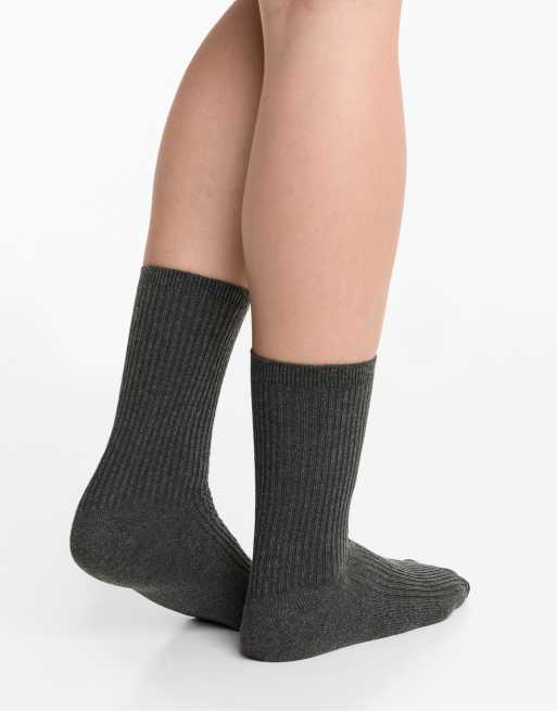 OYSHO 5 Pairs Of Cotton Blend Classic Socks In Dark Grey