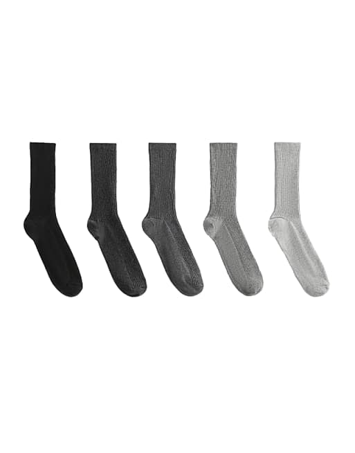 OYSHO 5 pairs of cotton blend classic socks in dark grey