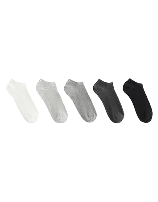 OYSHO 5 pairs of cotton blend sneaker socks in dark grey