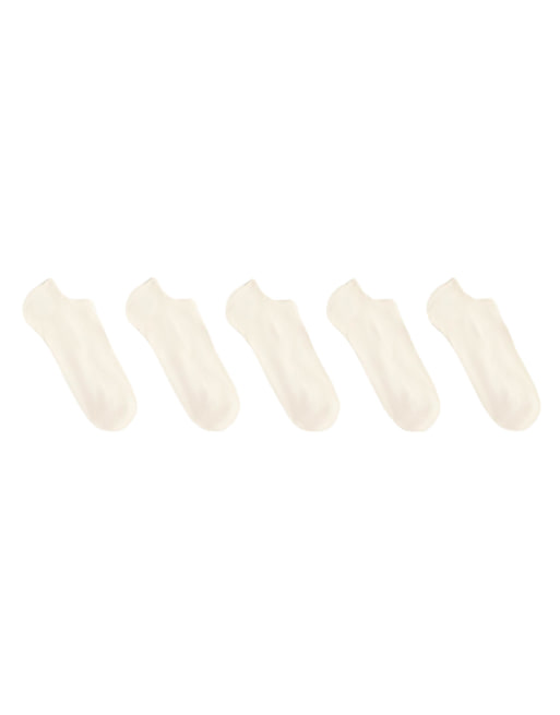 OYSHO 5 pairs of cotton blend sneaker socks in pale ecru