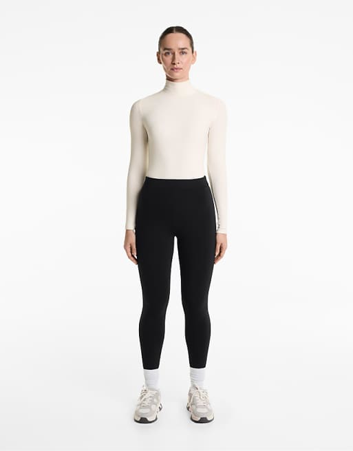 OYSHO Ankle-length High-rise Super-extra-warm Seamless 70cm Leggings In Black