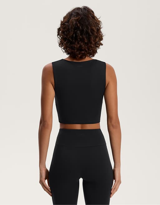 OYSHO Asymmetrical Twist Comfortlux Tank Top In Black
