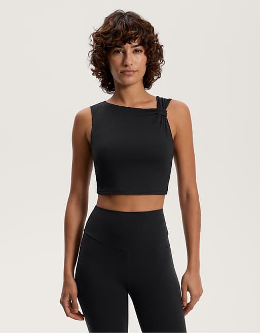 OYSHO Asymmetrical twist comfortlux tank top in black
