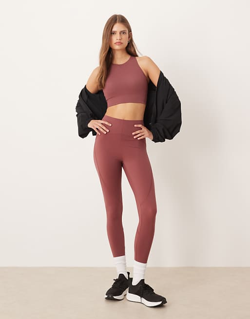 OYSHO Basic compressive ankle-length leggings in dark rosette