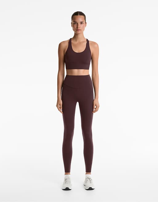 OYSHO Comfortlux High-rise Ankle-length Leggings In Brown