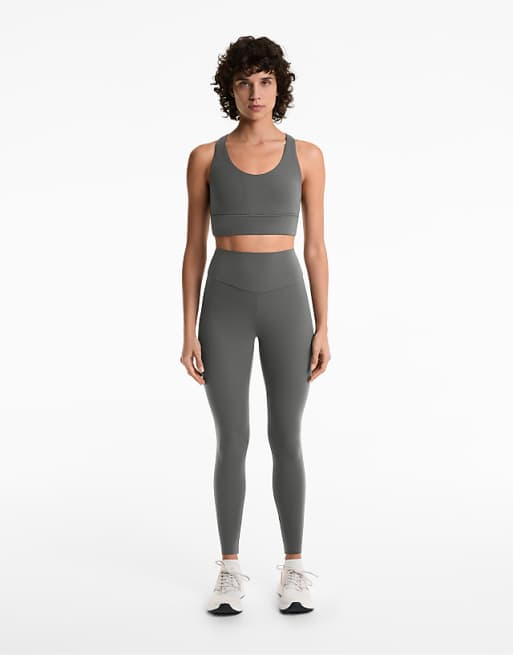 OYSHO Comfortlux high-rise ankle-length leggings in dark anthracite