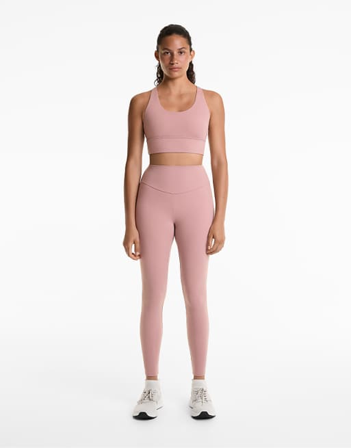 OYSHO Comfortlux High-rise Ankle-length Leggings In Washed Rose
