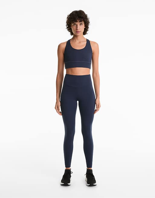OYSHO Comfortlux High-rise Ankle-length Leggings In Navy