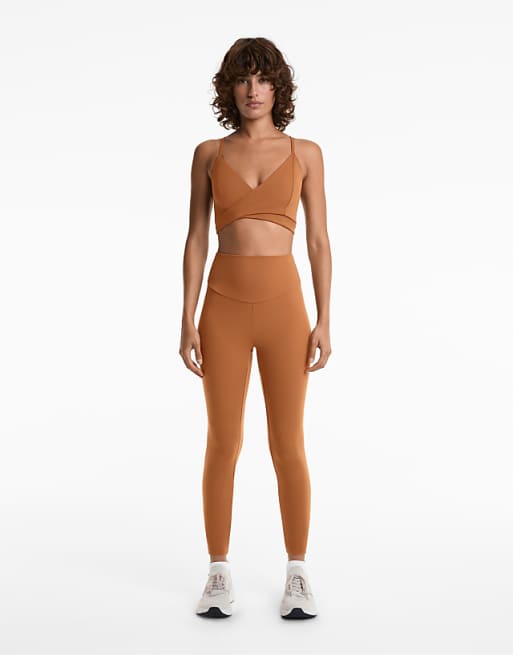 OYSHO Comfortlux High-rise Ankle-length Leggings In Burnt Orange