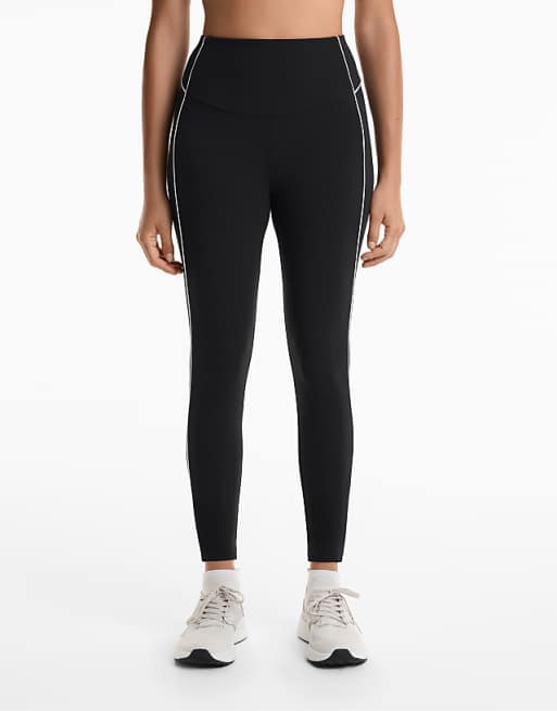 OYSHO Comfortlux High Rise Piping 65cm Ankle-length Leggings In Black