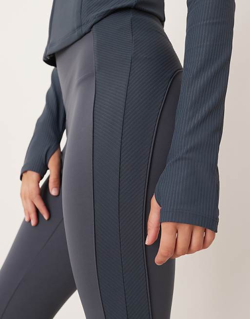 OYSHO Comfortlux High Rise Side Rib 65cm Ankle-length Leggings In Grey