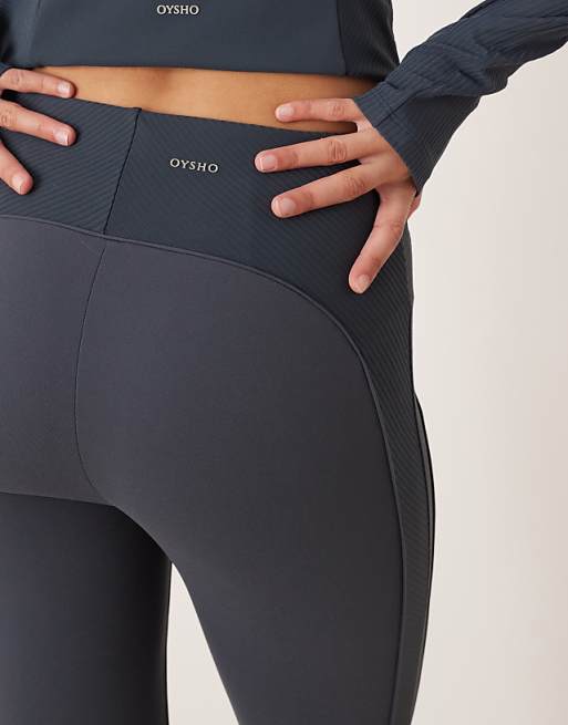 OYSHO Comfortlux High Rise Side Rib 65cm Ankle-length Leggings In Grey