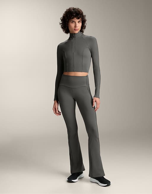 OYSHO Comfortlux Long-sleeve Side Rib Top In Dark Anthracite