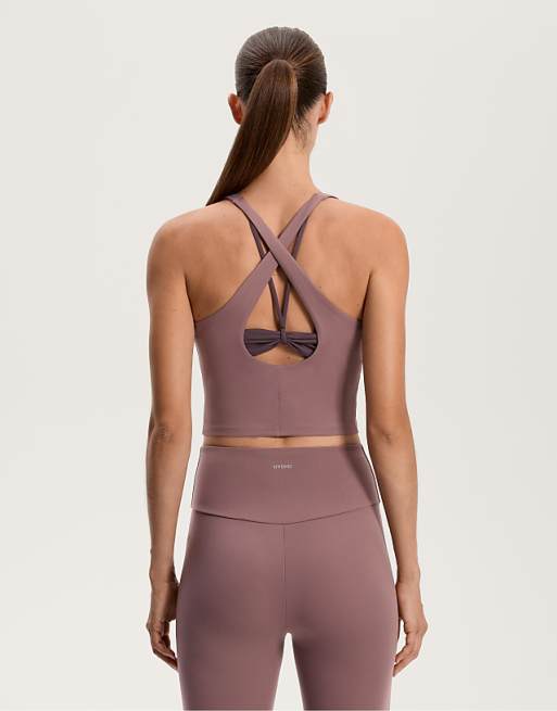 OYSHO Comfortlux Overlay Tank Top In Pink-mauve