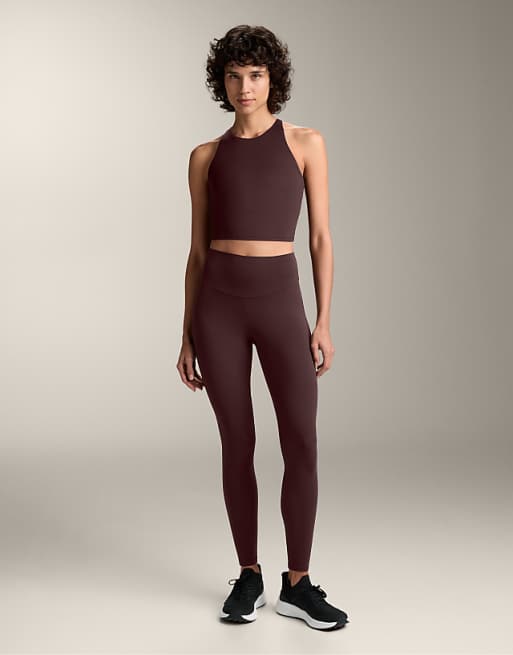 OYSHO Comfortlux Strap Tank Top With Cups In Dark Brown