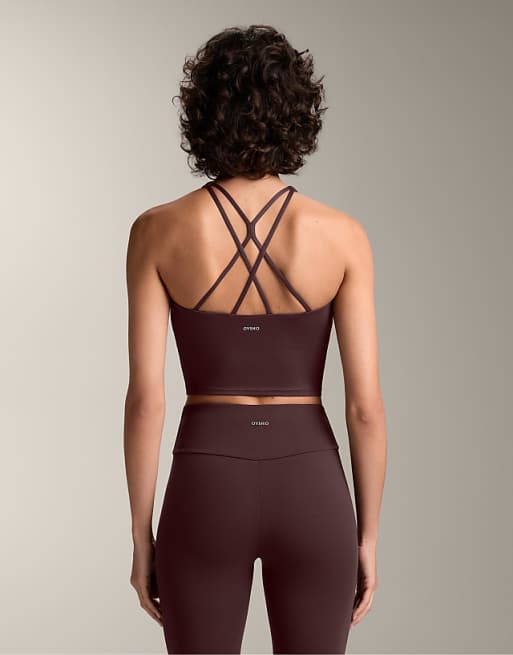 OYSHO Comfortlux Strap Tank Top With Cups In Dark Brown